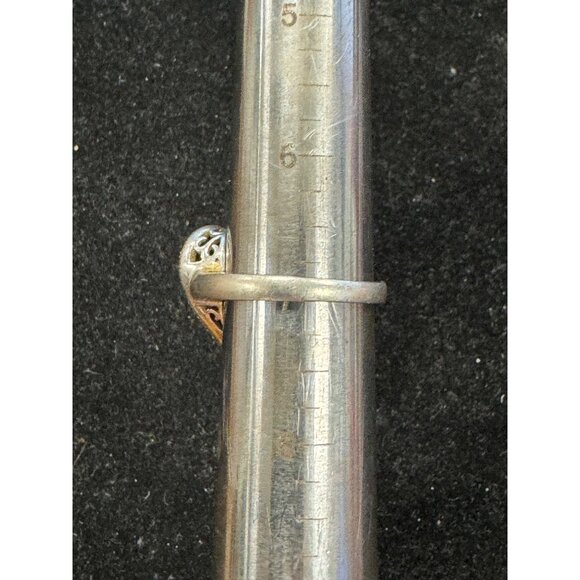 Size 7 Unbranded 925 Sterling Silver Heart Statement/Cocktail Ring w/ White Gems - Picture 5 of 5